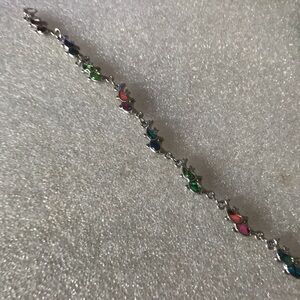 Multicolor Dolphin Link Bracelet - Women's Silver Tone enamel